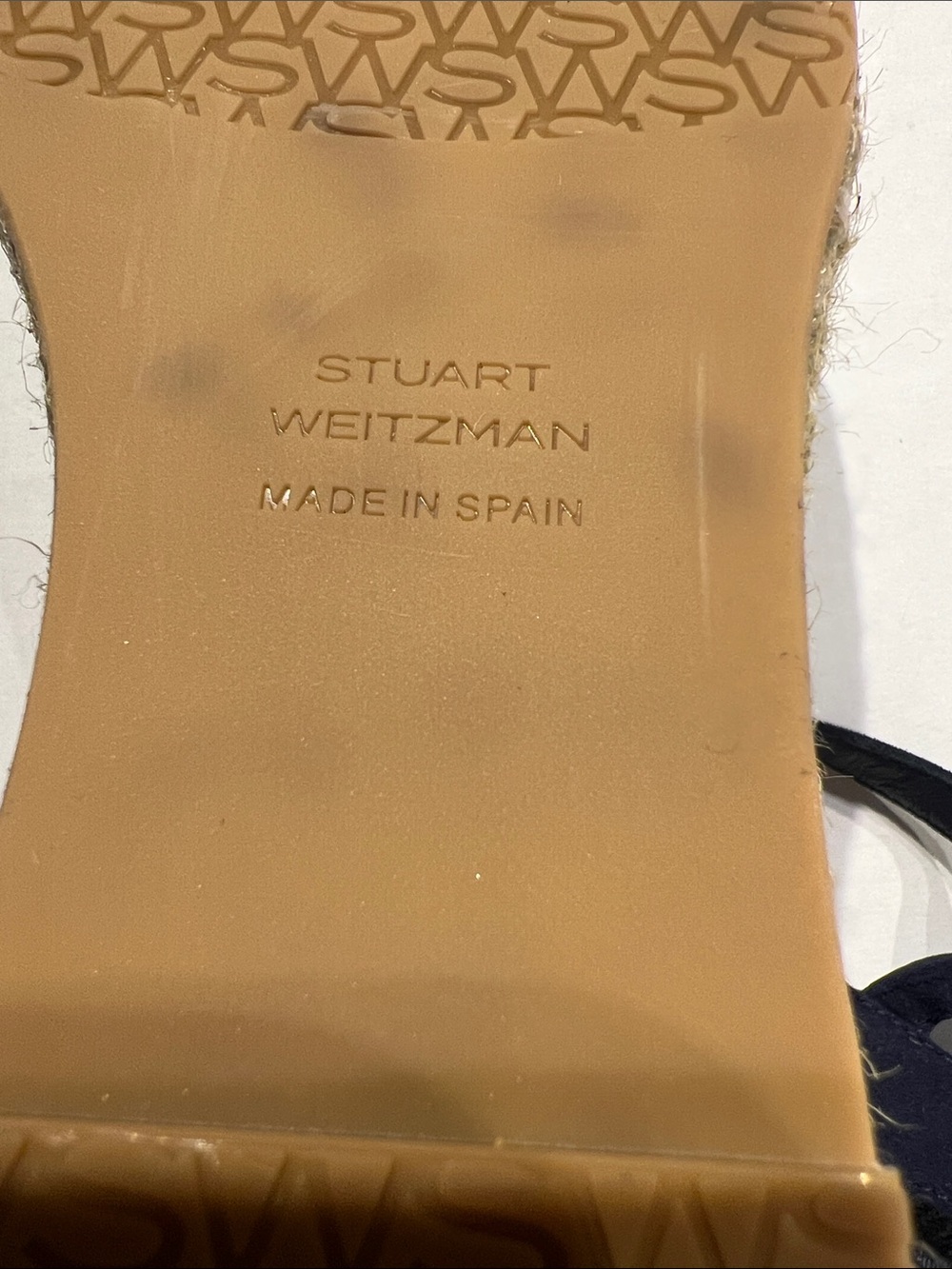 Stuart Weitzman Navy Suede Espadrille Wedge Sandals with Ankle Strap Sz 7 - Picture 6 of 6